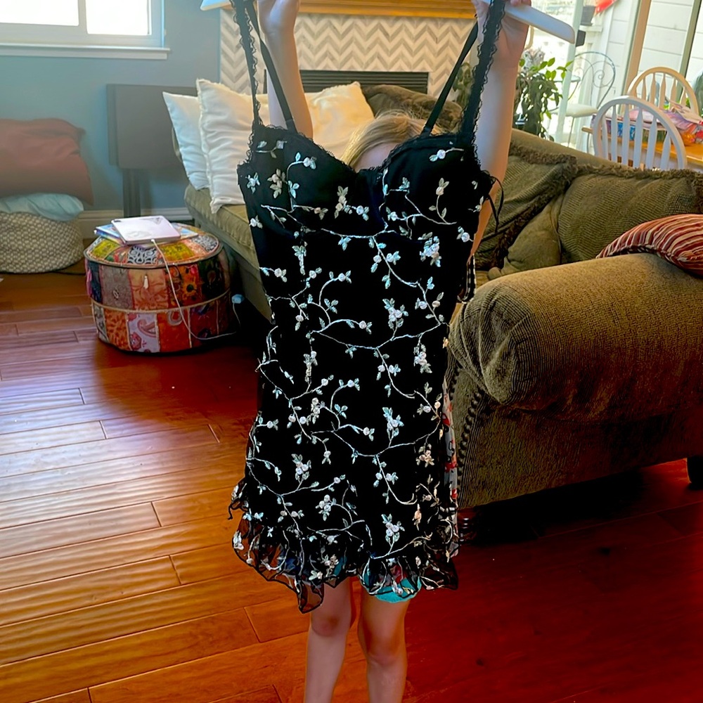 Dolls Kill dress.  Black with embroidery flowers